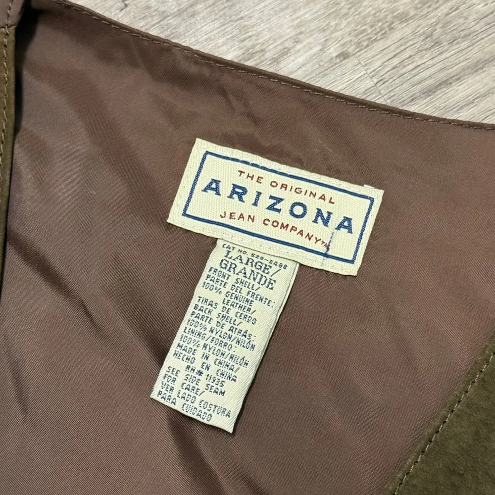 Arizona Jean Company Mens Large Brown Suede Leather Button Front Vest Vintage